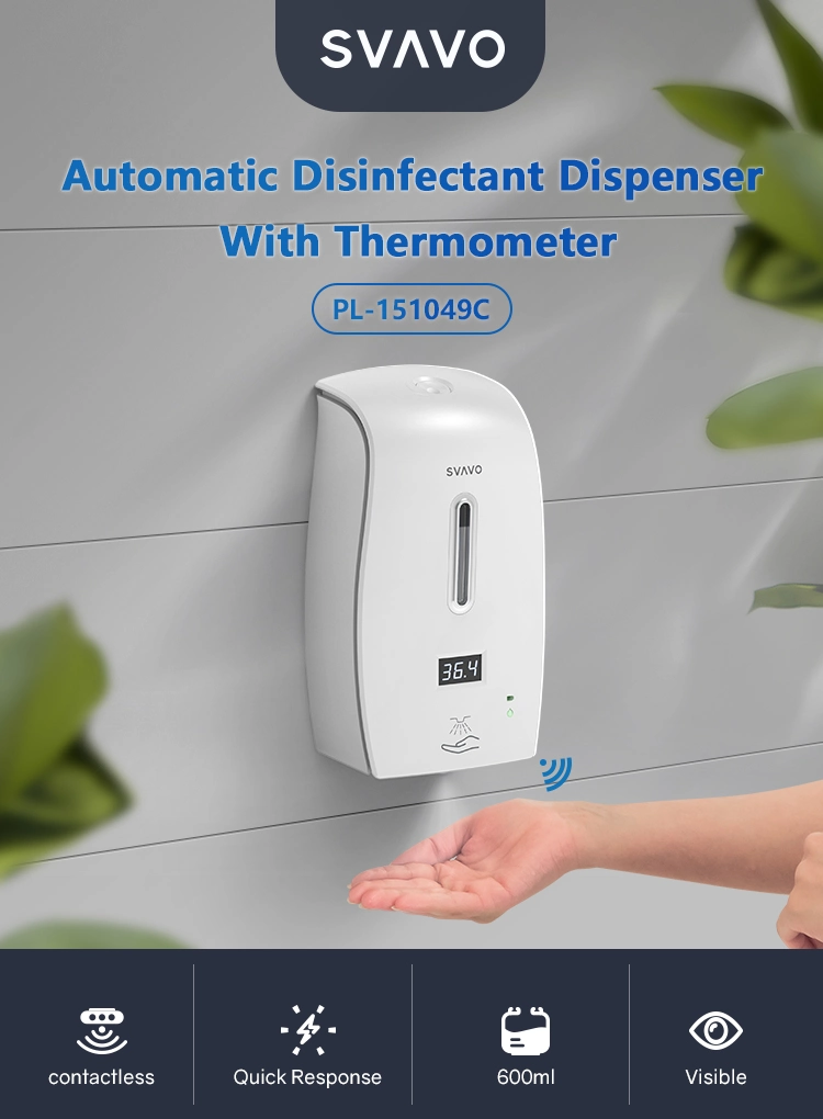 Svavo Thermometer Sensor Temperature Automatic Hand Sanitizer Soap Dispenser for Hotel